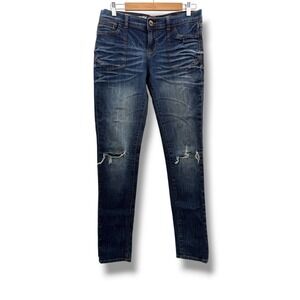 DKNY Bowery Jean Womens Size 28 Blue Distressed Ripped‎ Skinny Stretch Denim